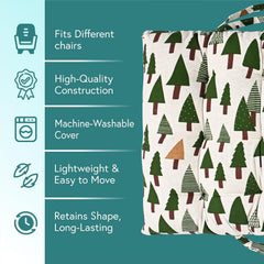 Extra Long Chair Cushion For Comfortable Sitting, Tree Printed - Green - 18 X 48 Inch | Rocking Chairs For Indoor & Outdoor | Cushion For Home, Office | Back Rest Support Cushion With Ties