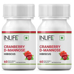 Inlife Cranberry Capsules For Urinary Tract, D - Mannose Hibiscus Extract, Health Supplement For Uti | For Unisex 60 Vegetarian Capsules 100gm 0.2lbs Each Pack Of 2