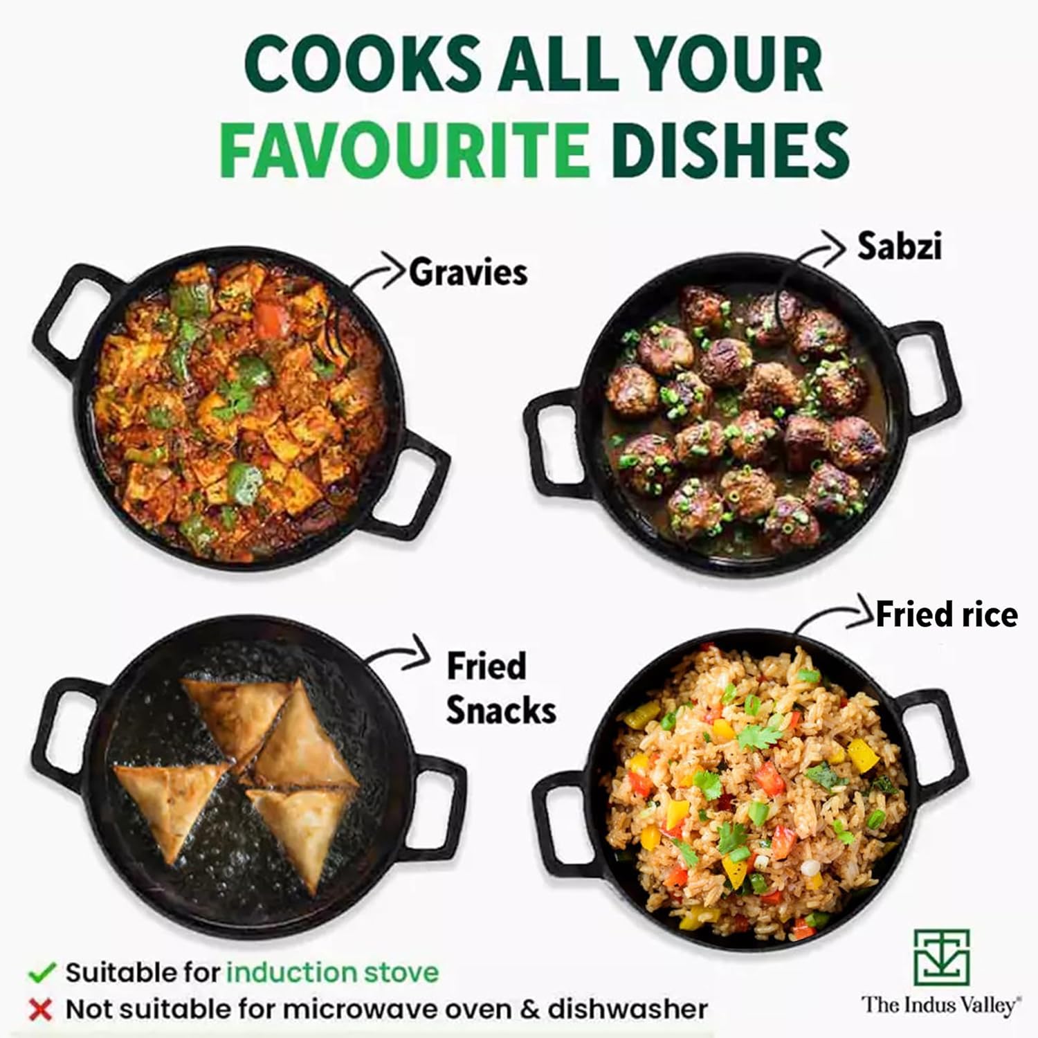 Pre-Seasoned Black Cast Iron Kadai With Curved Handle - Medium, 25cm, 9.8 Inch, 3.2 Liters, 3.3 Kg | Induction Friendly, Naturally Nonstick Kadhai, 100% Pure & Toxin-Free, No Chemical Coating Pre-Seasoned Black Cast Iron Kadai With Curved Handle - Medium, 25cm, 9.8 Inch, 3.2 Liters, 3.3 Kg | Induction Friendly, Naturally Nonstick Kadhai, 100% Pure & Toxin-Free, No Chemical Coating