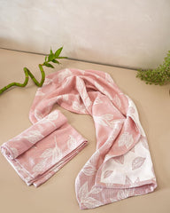 Debaans Bamboo Hand Towels 400 Gsm | Ultra Soft, Quick Dry, Antibacterial | Multiple Colors & Designs (Botanica Blossom Pink) - Set Of 2