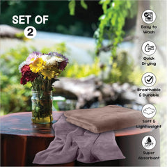 Housse Microfiber Hand Towel 400 Gsm | Premium Quality Towels Ultra Absorbent & Anti-Bacterial For Gym (Dapple Grey & Luxurious Mocha) - Pack Of 2