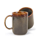 Large Ceramic Coffee Mug Set Of 2 - Brown Reactive, 400ml Each | Ceramic Tall Curvy Mug With Glossy Finish - Stoneware Mug For Coffee | Ceramic Coffee Mug - Microwave Safe & Dishwasher Safe