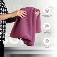 Black Gold The Finer Touch Premium Microfiber Bath Towel 1200 Gsm | Ultra Soft & Absorbent Quick Dry Towel Lightweight Microfiber Bath Towel (Wine) - Pack Of 3