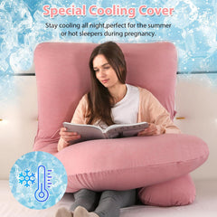 Pregnancy Pillow For Sleeping, Body Pillows For Adults, Adjustable, Dark Peach | Maternity Pillow With Cooling Removable Cover | Pillow For Back, Legs, Belly, Hips For Pregnant Women