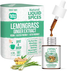 Spice Drop Lemongrass Ginger Extract Tea - 180 Cups, 5ml, 0.1 Fl.Oz. | Contains Lemongrass & Ginger - Chai Masala Drops | No Preservatives, Gluten Friendly, Keto Friendly, Non-GMO