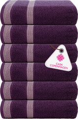 Casa Copenhagen Egyptian Cotton Solitaire Hand Towel 740 Gsm (Dark Purple)- Pack Of 6