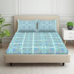 Double Bedsheet With 2 Pillow Covers (Size 88 X 100 Inch) Multicolor | Breathable Pure Cotton Queen Size Bedsheet | Floral Design Bedsheet