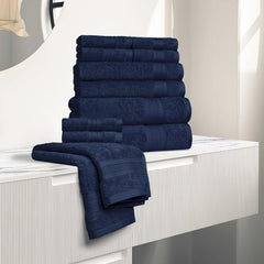 Trident Soft Comfort Air Rich Bath Towels 500 Gsm | 100% Cotton Towel, Super Soft, Highly Absorbent, 12 Pieces (Navy)