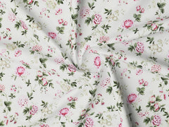 Super Soft Cotton Feel Bedsheet For Double Bed King Size With 2 Pillow Covers | 100 X 108 Inches, Off White & Pink | Perfect For All Season Comfort