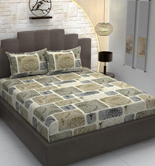 Cotton King Size Elastic Fitted Bedsheet With 2 Pillow Covers - 72 X 78 Inches, Multicolor | Ideal For Home Bedrooms, Hotel Rooms, Guest Bedsheet