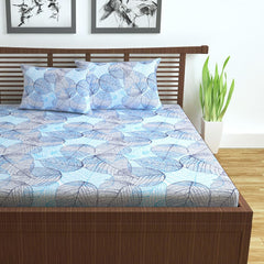 100% Pure Cotton Double Bedsheet For Queen With 2 Pillow Covers - 87 X 100 Inches, Light Blue | Soft & Durable For Everyday Use & Bedroom - All Season Comfort