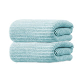 Black Gold The Finer Touch Microfiber Striped Hand Towel 400 Gsm | Soft & Quick Dry, Lightweight & Absorbent Face Towel (Green) - Pack Of 2