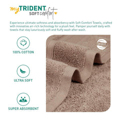 Trident Soft Comfort Air Rich 100% Cotton Towel For Face 500 Gsm | Highly Absorbent Towels For Men/Women, 6 Pcs (Acorn)