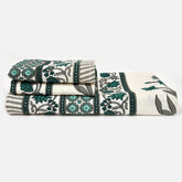 Easygoods Waffle 1 Bath & 2 Hand Towels Beautiful Pure Cotton Hand Block Printed Soft Water Absorbent Towels 250 Gsm (Garden Green) | Pack Of 3