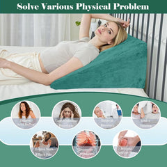 Wedge Pillow, Back Support Pillow For Neck Pain, Medium Firm, Green Color | Pillow For Headaches, Reflux, Shoulders, Back Pain & High Resilience, Velvet Fabric, Adjustable Pillow - Pack Of 1