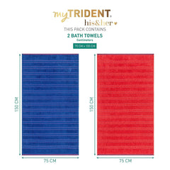 Mytrident 100% Cotton Bath Towel 1200 Gsm (Red & Blue) - 2 Piece