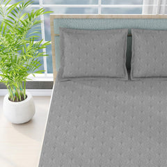 Cotton Blend Bedsheet King Size Set With 2 Pillow Covers - Size 107 X 101 Inches, Grey | Light Weight & Breathable, Bedsheets Safe & Comfortable For Every Season