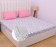 Elastic Fitted Bedsheets For King Size Bed With 2 Pillow Covers - 72 X 78 X 8 Inches, Pink | Ideal For Hotel, House, Guest House