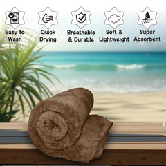 Housse Microfiber Nova Coral Fleece Bath Towel 450 Gsm | Ultra Soft Super Absorbent Towels For Gym, Yoga & Beach (Brown) - Pack Of 1