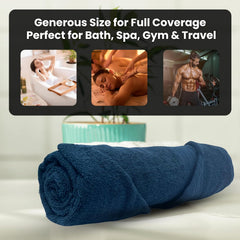 Absorb Pro Microfiber 100% Cotton Bath Towel 600 Gsm | Ultra Soft, Highly Absorbent, Quick Drying Large Size Bath Towels For Men & Women (Navy Blue)