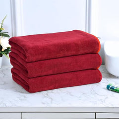 Black Gold The Finer Touch Premium Microfiber Bath Towel 1200 Gsm | Ultra Soft & Absorbent Quick Dry Towel Lightweight Microfiber Bath Towel (Maroon) - Pack Of 3