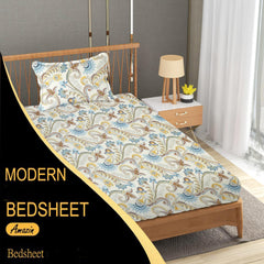 Single Bedsheet With 1 Pillow Covers - 60 X 90 Inches, Beige | Soft Wrinkle Free Breathable Easy Care | Color Fade Resistant Bedsheet
