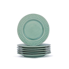 Ceramic Quarter Plates Set Of 6, Light Mint | Ceramic Snack Plates - Snacks Plates Set | Dessert Plates - Snack Plate | Small Plates With Glossy Finish - Microwave Safe & Chip Resistant