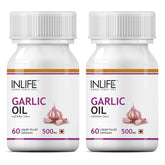 Inlife Natural Garlic Oil Capsules For Heart Health & Immune Support For Men & Women | 60 Liquid Filled Capsules 100gm 0.2lbs Each Pack Of 2