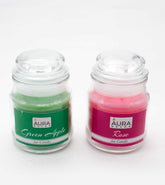 GREEN APPLE & ROSE FRAGRANCE JAR CANDLE SET OF 2 | PARAFFIN WAX | BEST FOR DECOR