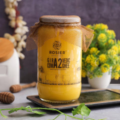 Organic Bilona A2 Gir Cow Ghee By Rosier | Good Source Of Protein Fiber & Healthy Desi Ghee Protact Eyesight | (1 Litre) 33.8 Ounce | Jar Pack