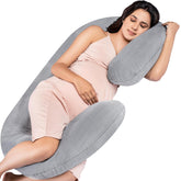 Full Body C Shape Pregnancy Pillow For Women, Maternity Pillow, Grey Color | Pillow Gift For Pregnancy Sleeping, Premium Velvet Cover With Zip | Adjustable, Relieves Pain, Multipurpose