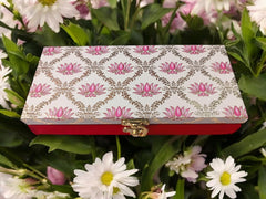 Premium Decorative Designer Mdf Gifting Cash Box For Wedding Shagun Cash Jewellery Money Envelope Geometric Acrylic Design, Lotus Flower, Colour - Pink