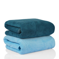 Glivary Microfiber Bath-Soft Towel 640 Gsm | With Hook Quick Dry Super Absorbent-Bath Towel For Men & Women (Greenish Blue & Sky Blue) | Pack Of 2