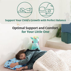 Pillow For Kids, Memory Foam Soft Kids Pillow For Sleeping - Standard Size | For 2 Years To 8 Years, Small Pillow, Kids Pillow For Girls & Boys - Toddler Pillow - Blue Pillow Cover