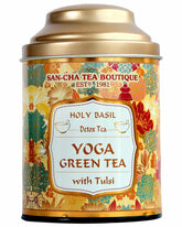 San-Cha Yoga Green Tea With Tulsi - 100gm, 3.5 Ounce | Holy Basil Detox Tea - Boosts Metabolism | Low Bitterness, Low Caffeine