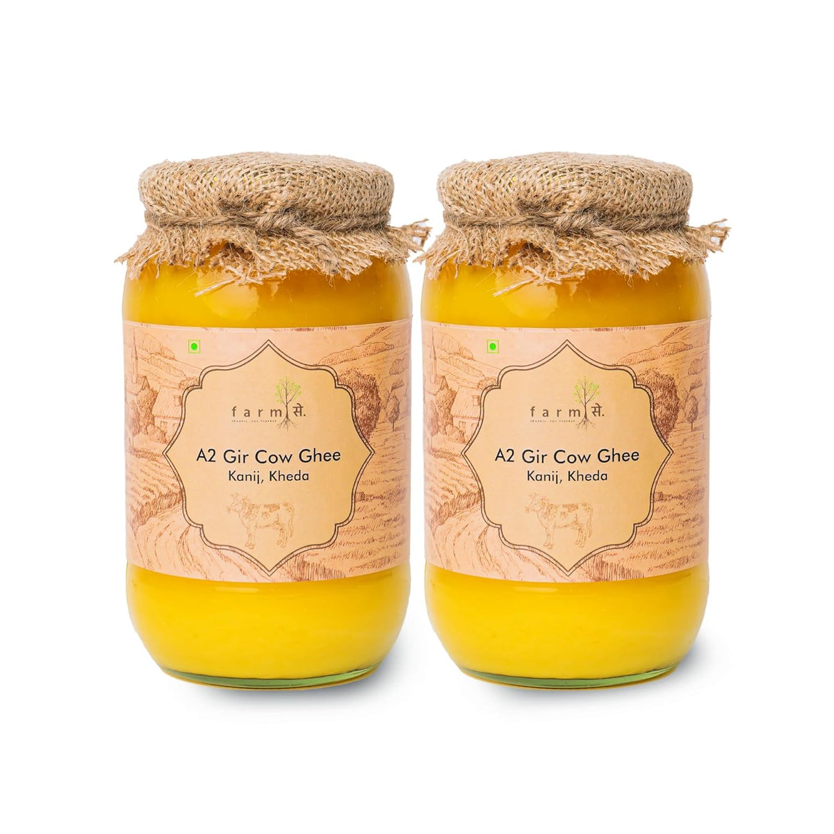 100% Natural A2 Gir Desi Cow (Kanij Kheda) Ghee By Farm ??. | Good Source Of Energy & Protein Fiber Healthy Desi Cow Ghee | 2 Litre (1 Litre * 2) 67.6 Ounce | Jar Pack