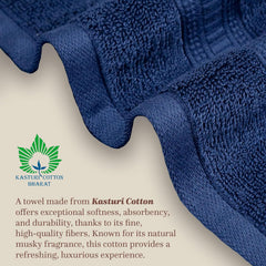 Mytrident Classic Kasturi Collection 1 Bath + 1 Small Bath & 2 Hand Towels 1200 Gsm | Highly Absorbent Towels For Bath - Medieval Blue (Set Of 4)
