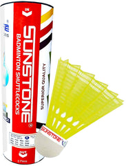 Sunstone N77 Badminton Nylon Shuttlecocks , Ideal For Training Or Practice Purposes | Yellow , Pack Of 6