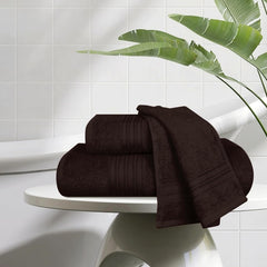 Boutiquo 100% Cotton Bath, Hand & Face Towel 900 Gsm | Eco-Friendly Towels For Men & Women, Ultra Soft & Highly Absorbent - Chocolate Brown (Pack Of 3)