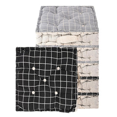 Soft Cotton Chair Cushions For Sitting, Button Pillow, Printed - Black & Light Grey | For Office Work & Posture Support | Sitting Cushion & Back Rest For Chair | Pain Relief - Pack Of 6
