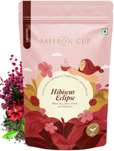 Saffron Cup Hibiscus Eclipse Herbal Tea - 100gm, 3.5 Ounce | Blended With Hibiscus, Black Tea, Fennel Seeds & Rose Petals - 100% Natural, Rich In Antioxidants | Low Caffeine, Airtight Zip Lock Pouch