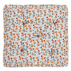 Microfiber Square Chair Pad Seat Cushion For Rocking Chair, Flower Printed, White - 18 X 18 Inch | Standard Size, For Office Chair, Dinning Chair, Indoor, Outdoor, Back Support, Washable