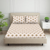 King Size Double Bedsheet 2 Matching Pillow Cover - 108 X 108 Inches, Light Brown | Durable & Long Lasting Wrinkle Resistant Fabric - All Season Comfort