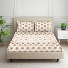 King Size Double Bedsheet 2 Matching Pillow Cover - 108 X 108 Inches, Light Brown | Durable & Long Lasting Wrinkle Resistant Fabric - All Season Comfort
