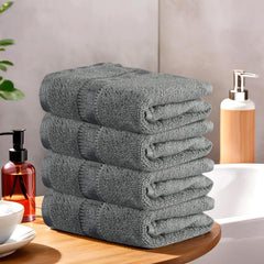 Kuber Industries Cotton Hand & Face Towels 800 Gsm | For Men & Women Easily Washable Workout Gym Napkins For Men | Pocket Towel - Grey (Pack Of 4)