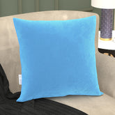 Microfiber Square Soft Pillow Cushion For Sofa & Bed, Sky Blue - 24 X 24 Inch | Fluffy Pillow For Comfort & Back Support | Washable, Premium Velvet Outer Cover With Zip - Pack Of 1