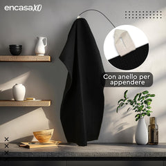 Encasa Xo Kitchen Dish Towels Set 420 Gsm | Waffle Weave & Flat Hand Tea Towel | Quick Drying Reusable Cotton Washcloths | Set Of 6 (Grey )