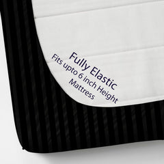 Cotton Elastic Fitted King Size Double Bed Bedsheet With 2 Pillow Covers - 72x78x6 Inches, Black | Durable Bedsheets For Everyday Comfort