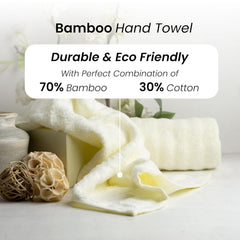 Mush Bamboo Hand Towels 600 Gsm | Ultra Soft, Absorbent & Quick Dry Towel For Gym, Travel, Sports & Yoga (Cream) Set Of 2