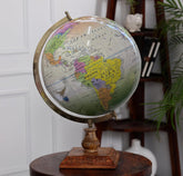 Rotating World Globe 12 Inch With Metal Arc And Wooden Stand For Home Decor, Office Decor, Birthday, Party Gifts & Anniversary (Tiranga) Pack Of 1